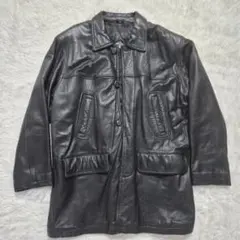 【羊革】レザー製コート 黒 　4ポケット　サイズL