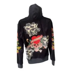 Don Ed Hardy ベロアパーカー ブラック XL - メルカリ