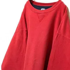 チャンピオン 袖先ロゴ刺繍 スウェットトレーナー レッド 赤 2XL 古着