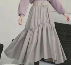 SNIDEL ベルトオンボリュームギャザースカート 0 ライトグレー