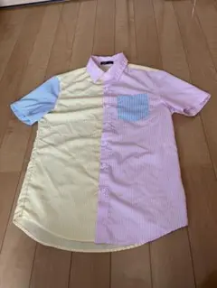 SHEIN 半袖シャツ クレイジーパターン ストライプ マルチカラー S
