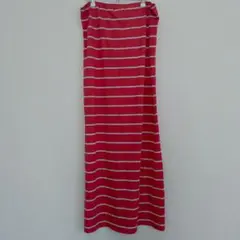 古着 赤 白 ボーダー チューブトップワンピース スカート【S】即購入◎