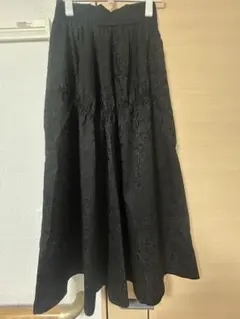 レース調 黒 フレアロングスカート