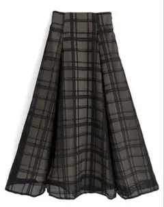 ・GRL チェック柄シアーフレアスカート[tu1082] ブラック