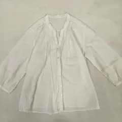 ホワイト 長袖 シャツ ピンタック レース 森ガール
