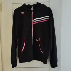 adidas ストライプデザイン パーカー 黒　M