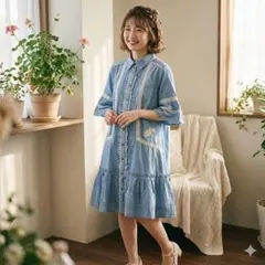 【新品タグ付】アクシーズファム チュニック ブラウス ワンピース ブルー M ​