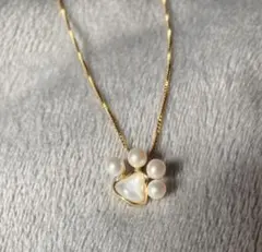 天然本真珠　すごく可愛い肉球　海水貝母　ネックレス　ペンダント　ペット首輪