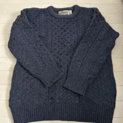 vintage ネイビー ケーブルニット