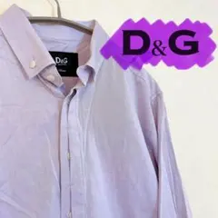 D&G 薄紫 ボタンダウン長袖シャツ ワイシャツ メンズ スリムタイプ 46