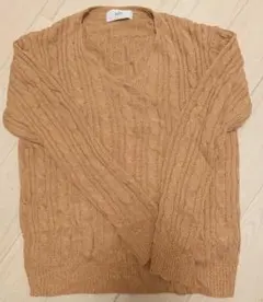 アズール ゲージ編み込み Vネック サマー セーター 美品