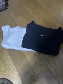 ヘインズ　タンクトップ　黒白　L