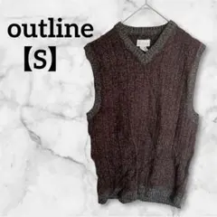✨一点限り✨outline 【S】バーガンディ グレー Vネック ニットベスト
