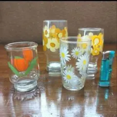昭和レトロ　ポップ　アデリア 花柄　グラス　まとめ売り
