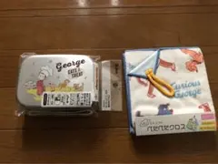 おさるのジョージ　アルミお弁当箱　ぺたぺたクロス