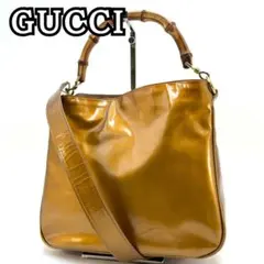 希少カラー★GUCCI バンブー 2way ハンドバッグ ショルダー 希少カラーのサムネイル