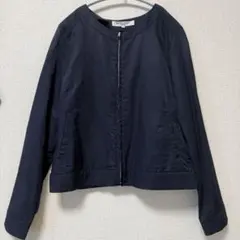 ネイビー ノーカラージャケット ブルゾン　ナチュラルビューティーベーシック