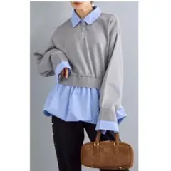 バルーンヘムドッキングニットプルオーバー　グレー　frene フラーネ