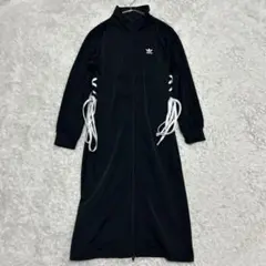 アディダス ワンピース トラックドレス L レースアップ ジップアップ 黒のサムネイル