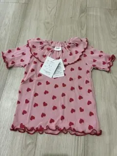 CHERIERハート柄 フリル襟 半袖Tシャツ ピンク95cm値下げしました！