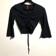 アメリカ製 インポート フレアスリーブ　クロップド丈 トップス 黒
