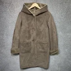 BEAUTY&YOUTH フェイクムートンコート フード付き ロングコート