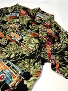 【激レア】00s クイックシルバー アロハシャツ ウッディワゴン 黒 Lのサムネイル