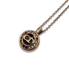 希少　Dior ディオール　ブラックエナメル　ラインストーン　CDロゴネックレス