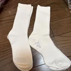 キッズホワイトリブ編み靴下　21〜23cm2足