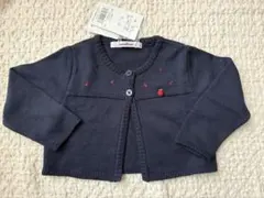 【新品未使用】ファミリア　ネイビー りんご　カーディガン 80