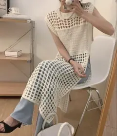 by muni:r レイヤードメッシュニットワンピースのサムネイル