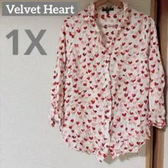 海外古着【Velvet Heart 】　ハート柄シャツ 1X カジュアル