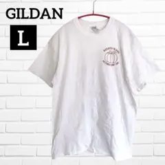ギルダン Tシャツ クルーネック 半袖 バックプリント L ホワイト コットン