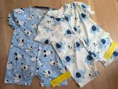【新品未使用タグ付き】新生児＊ロンパース＊犬と象のロンパースセット