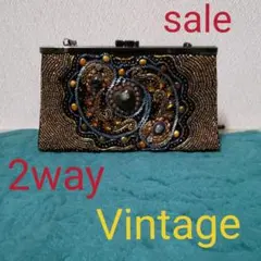 新品・未使用・美品 ゴールドビーズパーティーバッグ 2wayヴィンテージ