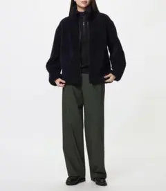 UNIQLO_タックワイドパンツ/丈長め(Green.M)