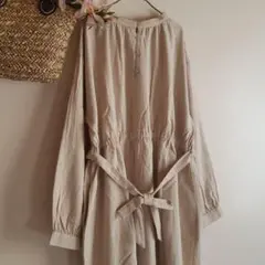 新品　スタジオクリップ☆ベージュ／２WAY綿麻ギャザーワンピース