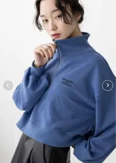 WEGO ハーフジップショートスウェット ライトブルー 青