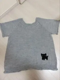 飛行船　HIKOSEN CARA ニット　半袖カーディガン　グレー　猫のサムネイル