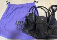 希少❣ANNA SUI アナスイ ギャザー トートバッグ 紫 Y2K レザー - メルカリ