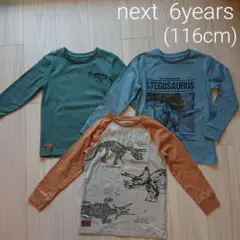 next 6years 116cm 長袖 カットソー 3枚セット 恐竜