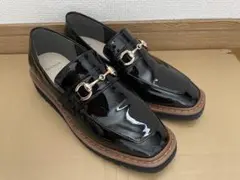 minia 厚底エナメルローファー(4001) （ブラック）