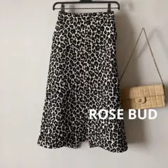 ローズバッド＊上質ストレッチコットン フロッキーレオパードスカート＊レオパード