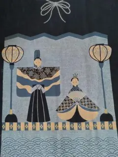 お雛様タペストリー布　藍染め　　　　　ハンドメイド