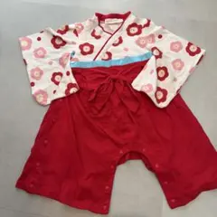 ベビー袴　袴ロンパース　花柄着物スタイル 70cm