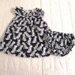 next baby オーバーパンツ付きドッグ柄ワンピースのサムネイル