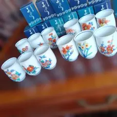高級有田焼 湯飲み 12個セット 花の真心（柄違い）