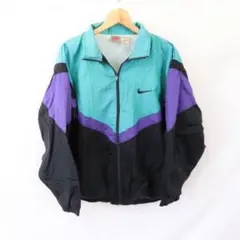 n1616 ナイキ 90s ナイロンジャケット 水色 紫 黒 中古 古着