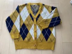 アーガイル　カーディガン　L