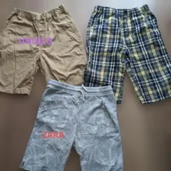 140cm UNIQLO ベージ.ZARA ハーフパンツ他　3枚セット